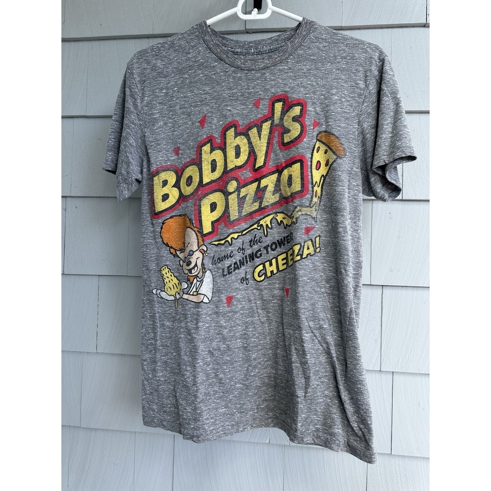 Disney Parks Bobby's Pizza T-Shirt A Goofy Movie Leaning Tower of Cheeza Sz S